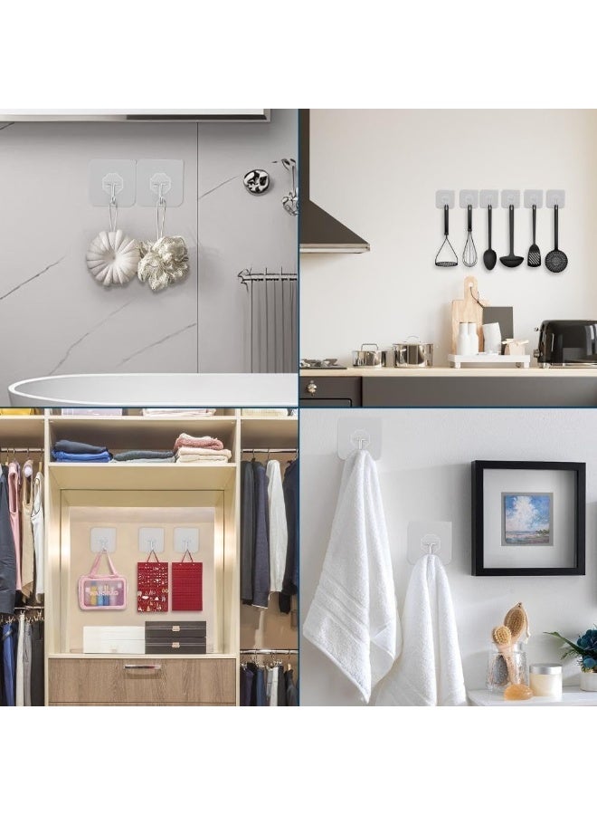 ٥٠ قطعة من خطافات الحائط الشفافة المقاومة للماء - خطافات لاصقة شديدة التحمل تتحمل وزن ٢٢ رطلاً، مناسبة للمنزل والحمام والمطبخ والدش والأبواب والتعليق الخارجي، سهلة التركيب والإزالة دون إتلاف الجدران. - Image 5